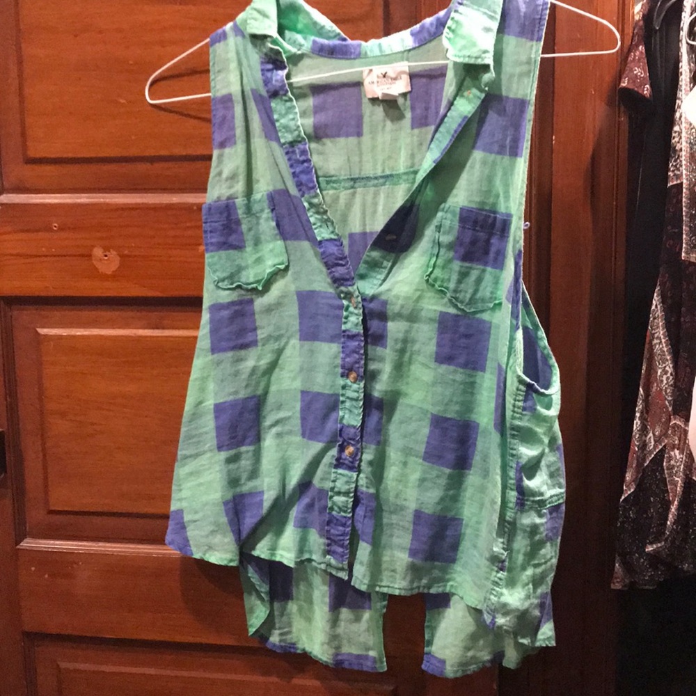 american eagle plaid tank